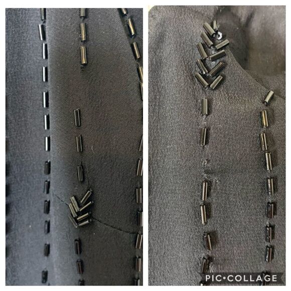 Eileen fisher silk beaded black slip dress 4 - Picture 8 of 8